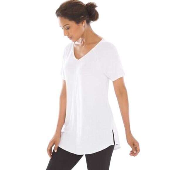 SOMA Women’s Soft Jersey Short Raglan Sleeve Tunic Tee Size S Bright White Top - Picture 1 of 7